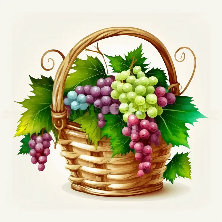 Beautiful Basket of Grapes for Harvest Festival