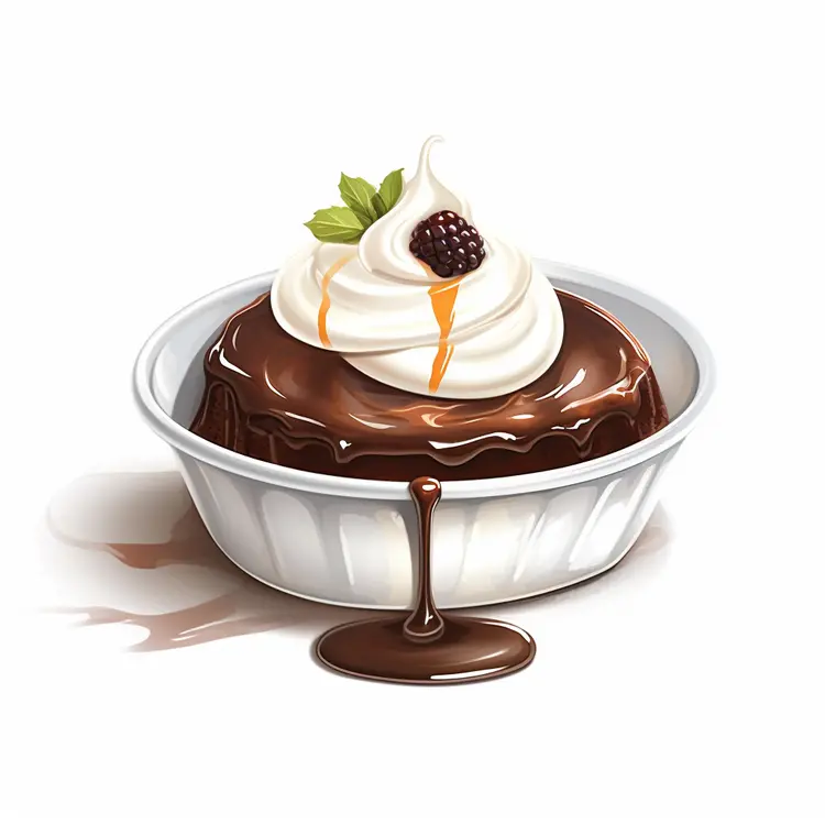 Chocolate Pudding with Whipped Cream and Berry