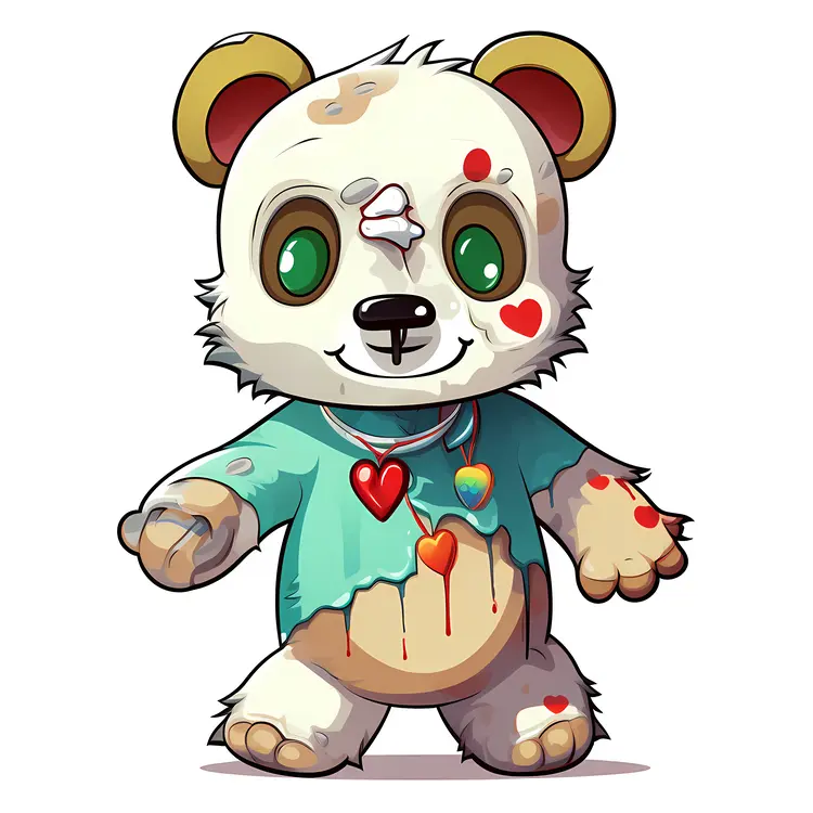 Cute Cartoon Panda with Colorful Hearts