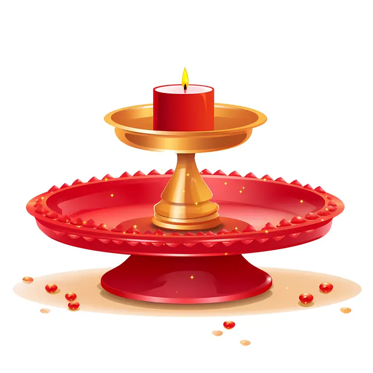 Red Candle Holder with Flame