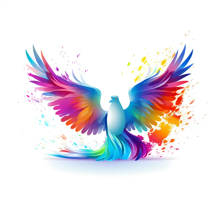Colorful Bird with Spread Wings