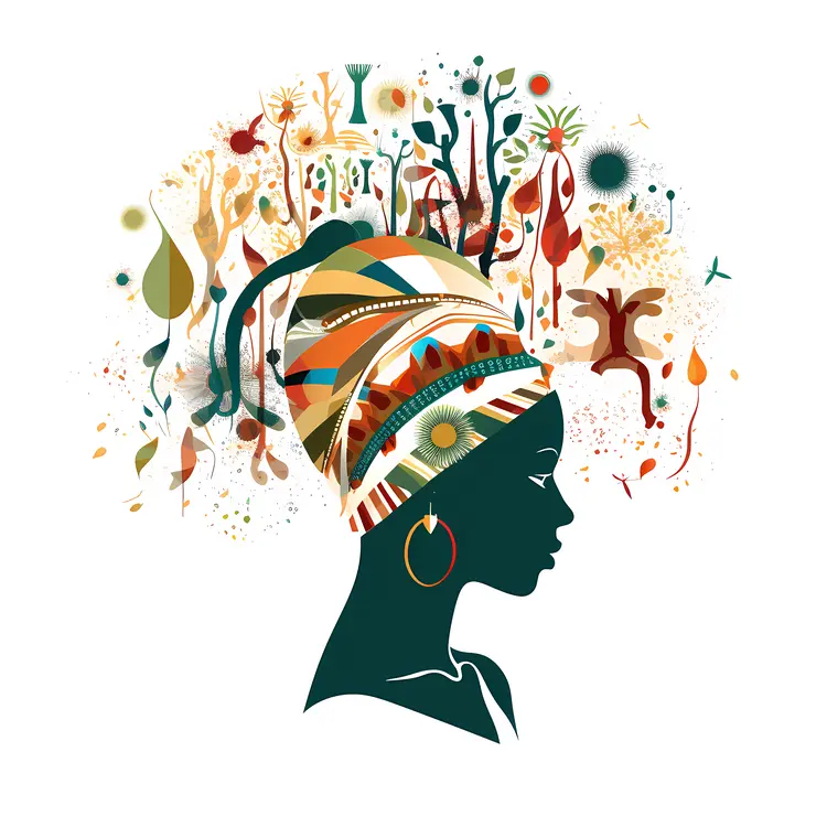 Decorative Silhouette of a Woman with Headwrap