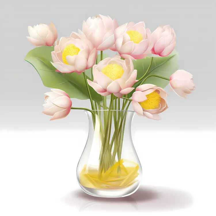 Beautiful Lotus Flowers in a Glass Vase
