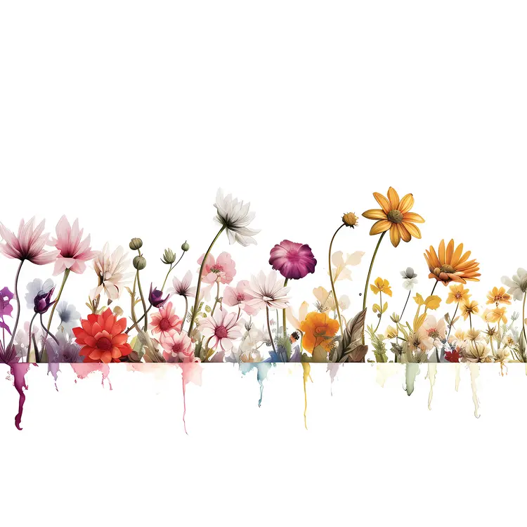 Watercolor Flower Field