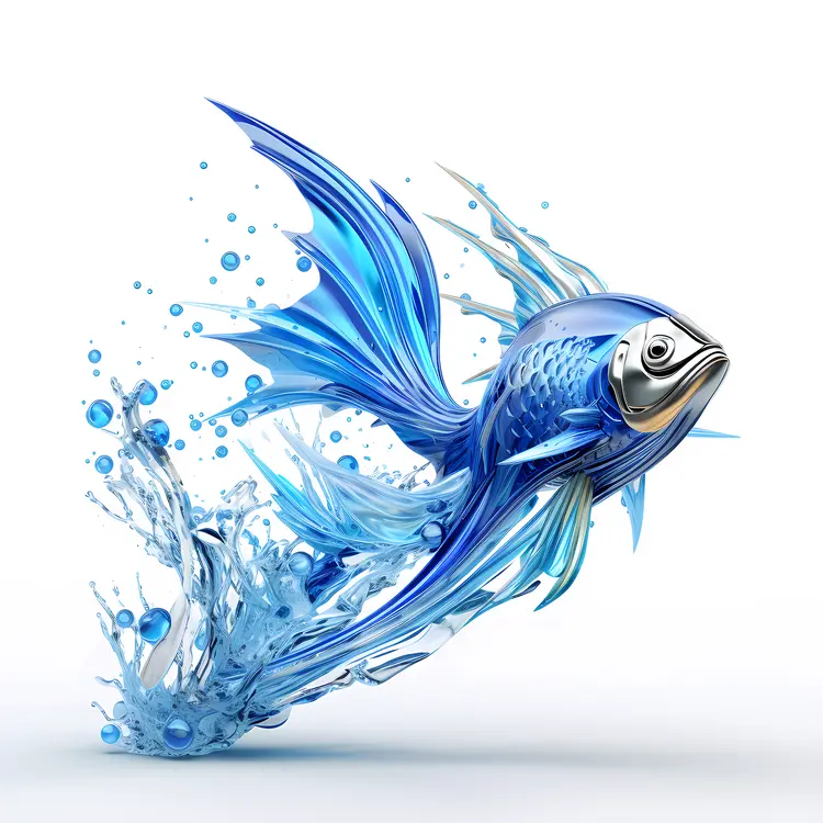 Artistic Blue Fish with Water Splash