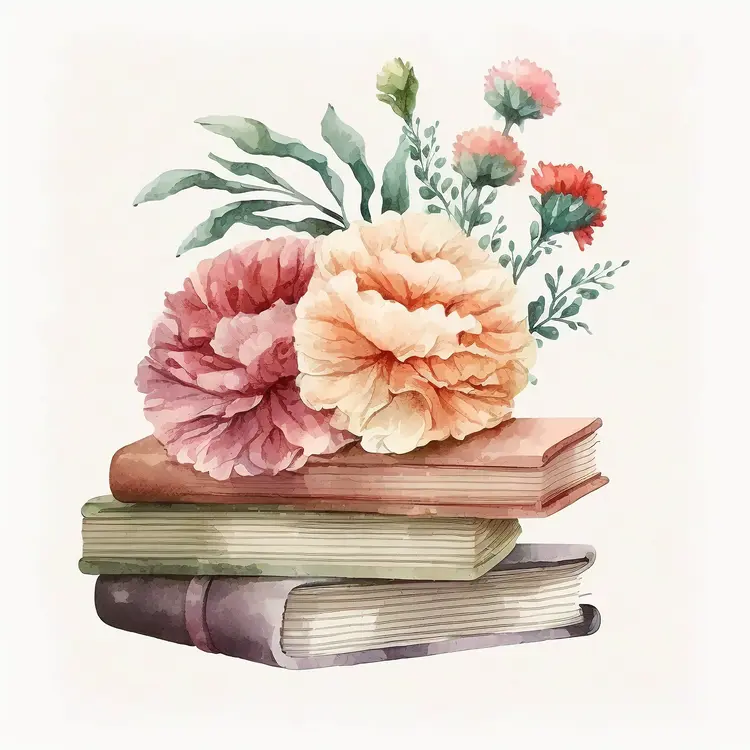 Beautiful Floral Books Illustration