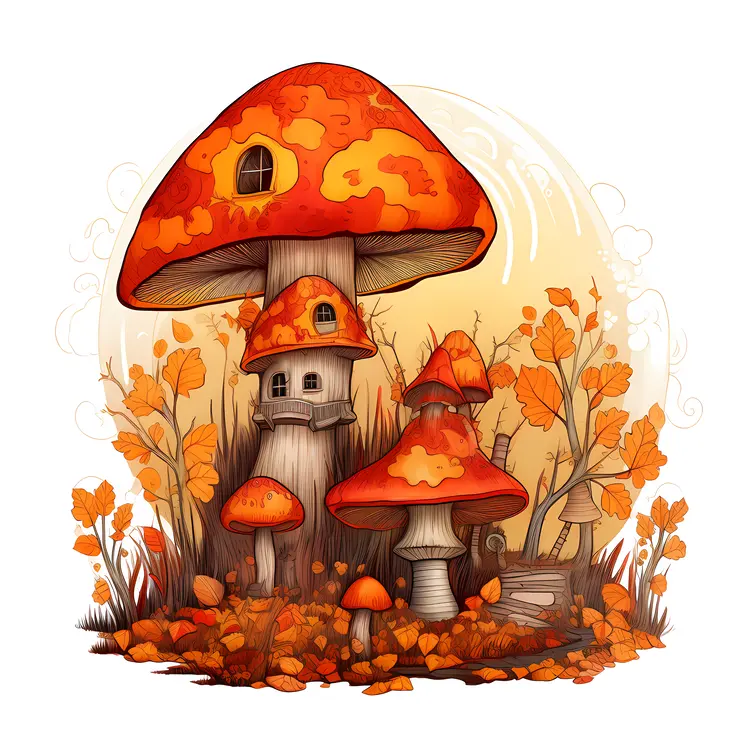 Autumn Mushroom House in a Fantasy Setting