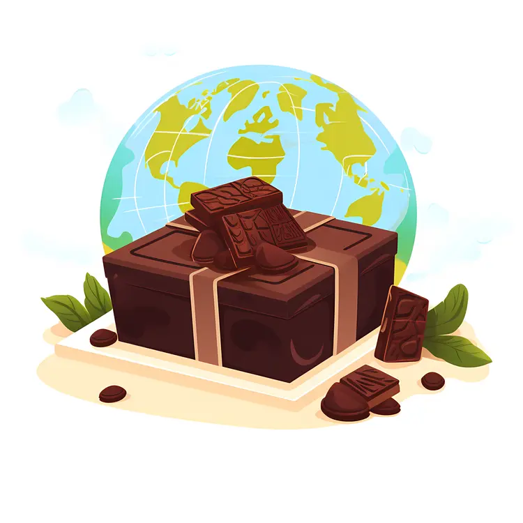 Delicious Chocolate with World Map Background