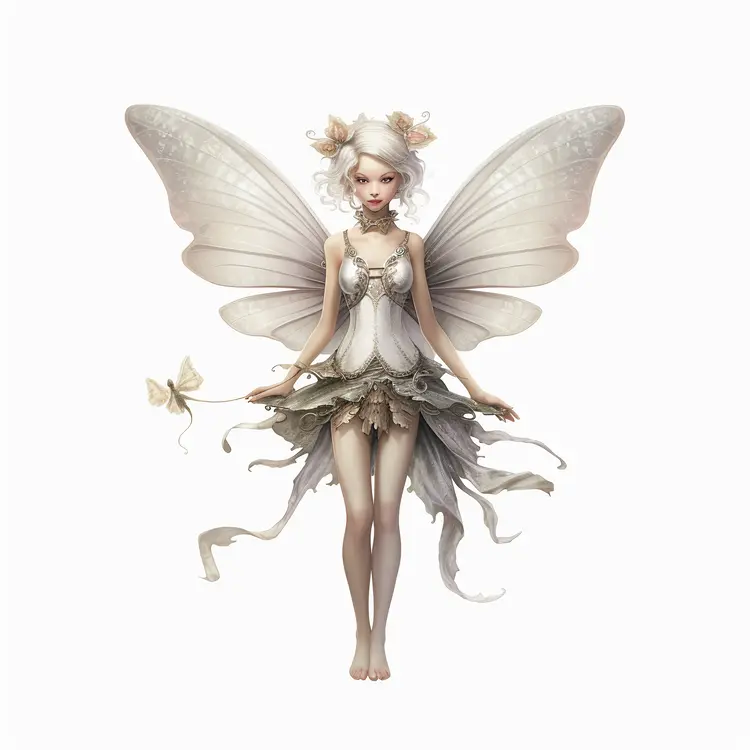 Ethereal White Fairy with Delicate Wings