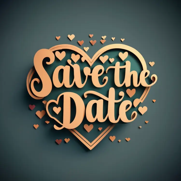 Save the Date with Gold Hearts
