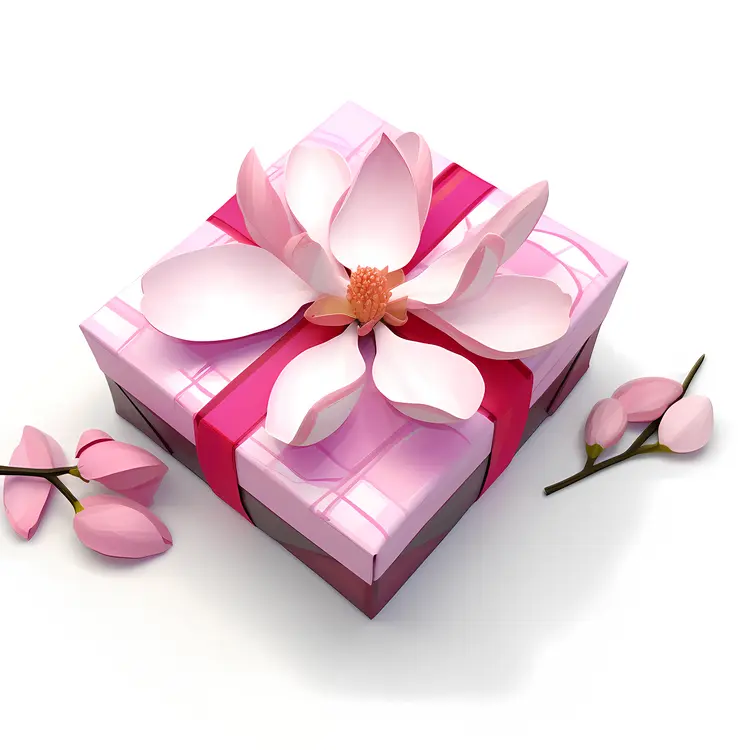 Delightful Pink Gift Box with Flower Ornament