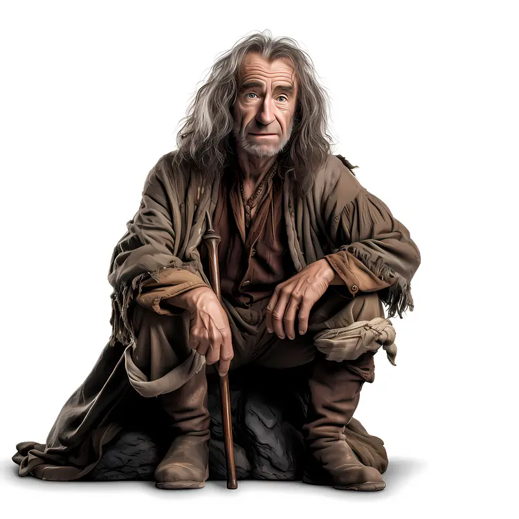 Old Man with a Staff Sitting