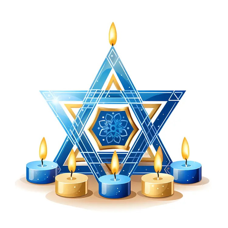 Blue and Gold Star with Candles for Festive Decoration