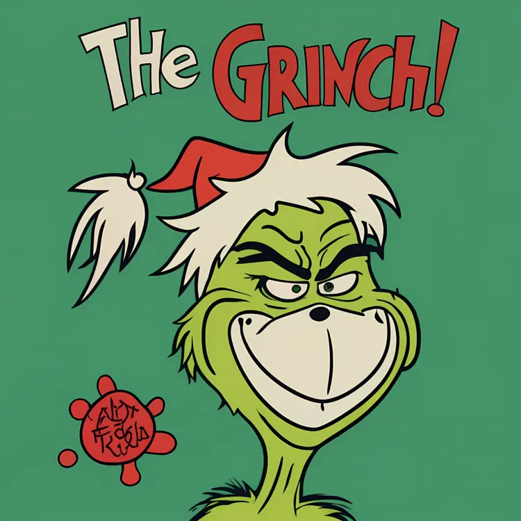 The Grinch Character with Santa Hat