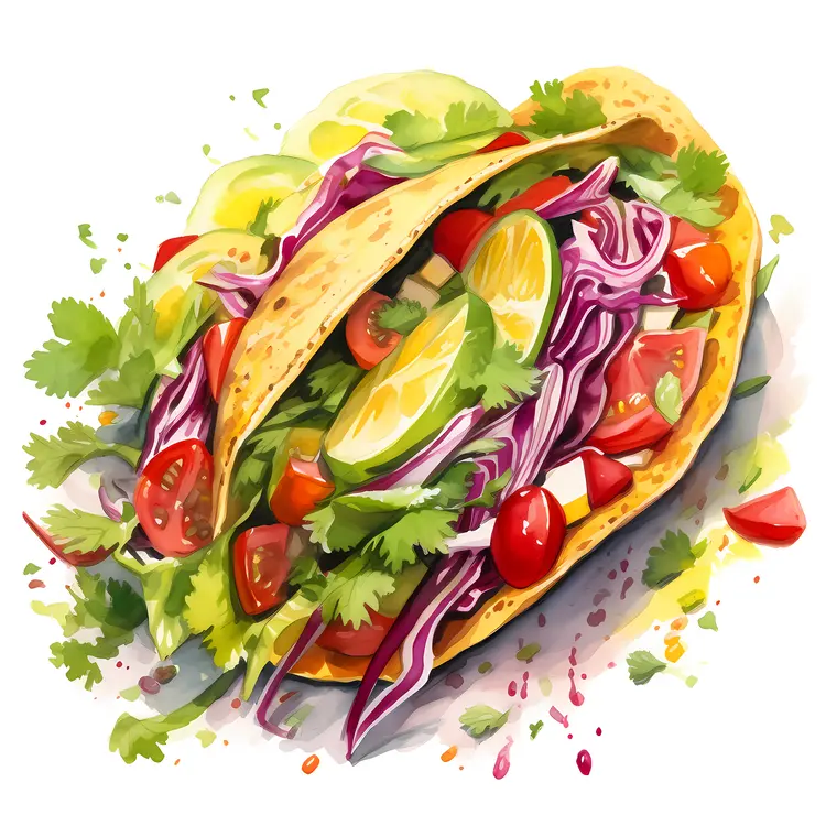 Colorful Taco with Fresh Vegetables