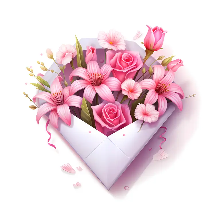 Pink Floral Arrangement in Envelope
