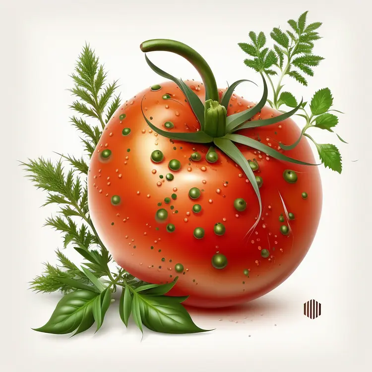 Fresh Red Tomato with Green Leaves
