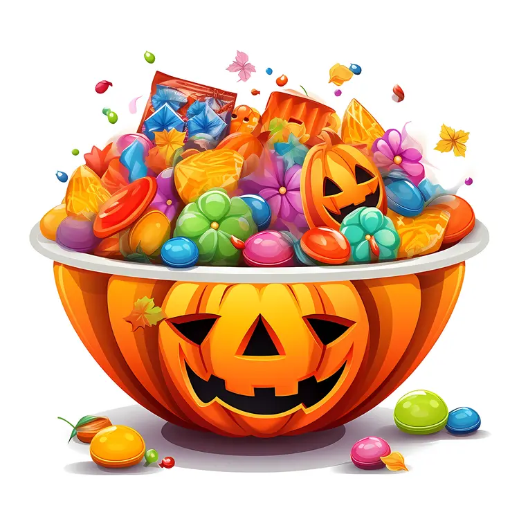 Festive Halloween Candy Bowl with Colorful Treats