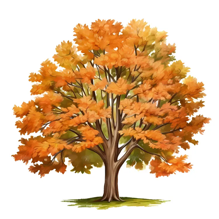 Orange Autumn Tree with Vibrant Leaves