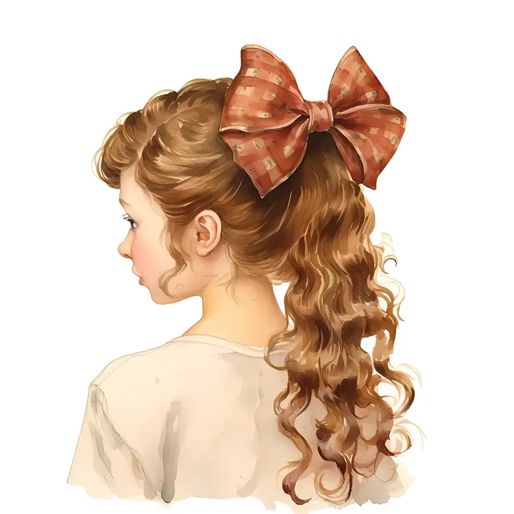 Girl with Brown Bow in Hair