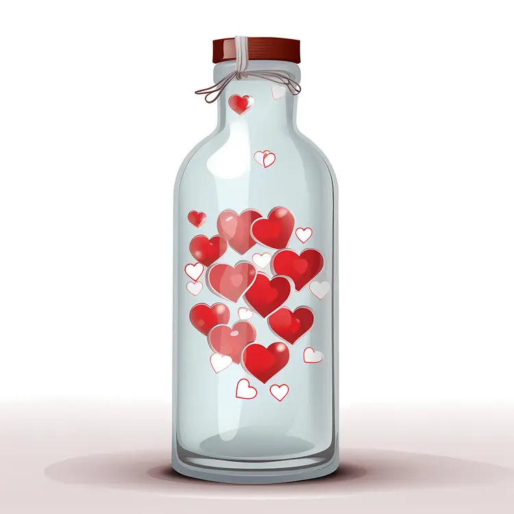 Romantic Bottle with Hearts for Valentine's Day
