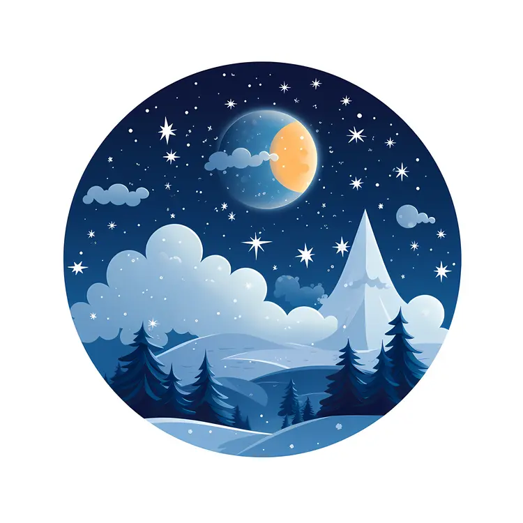 Night sky with moon and stars