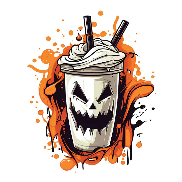 Pumpkin-Themed Halloween Milkshake with Orange Splash