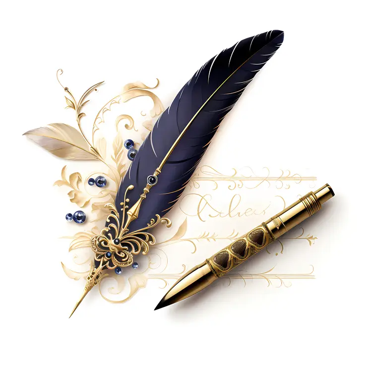 Decorative Feather and Pen