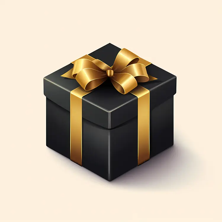 Black Gift Box with Golden Ribbon