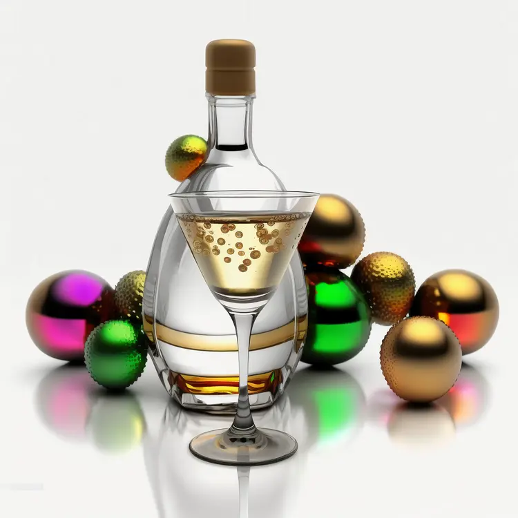 Festive Martini Glass with Christmas Ornaments