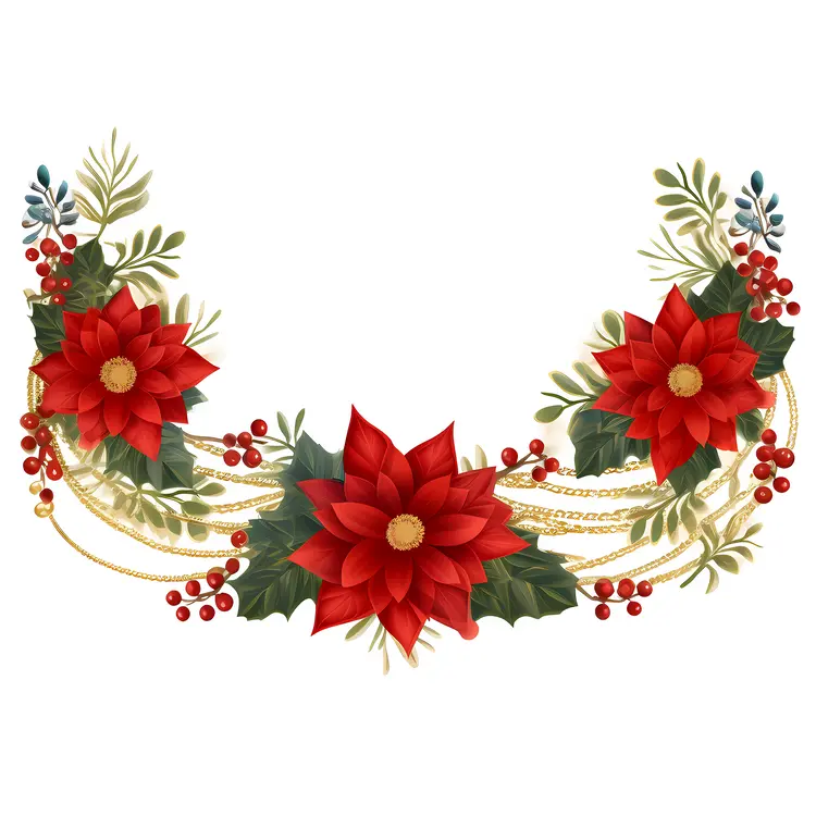 Beautiful Poinsettia Garland for Christmas Decoration