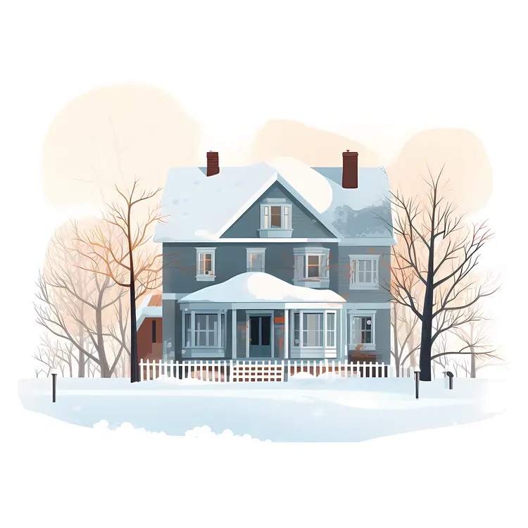 Snowy House with Trees
