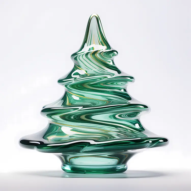 Swirled Green Glass Christmas Tree