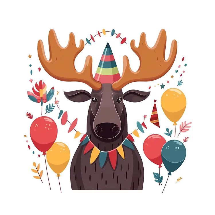 Party Moose with Balloons
