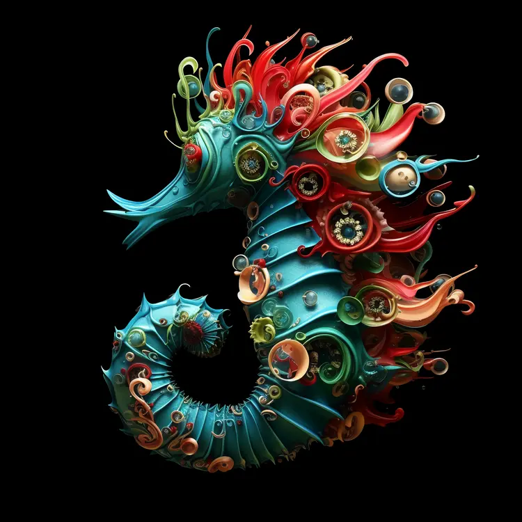 Colorful Artistic Seahorse Illustration