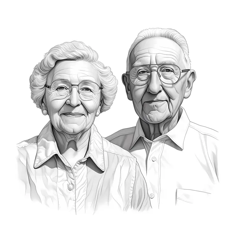 Black and White Portrait of an Elderly Couple