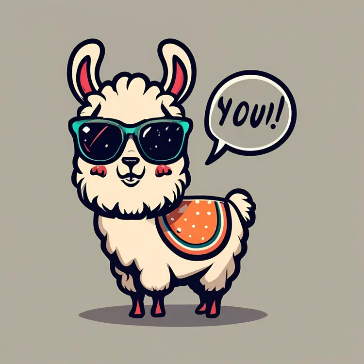 Cool Llama with Sunglasses and Speech Bubble