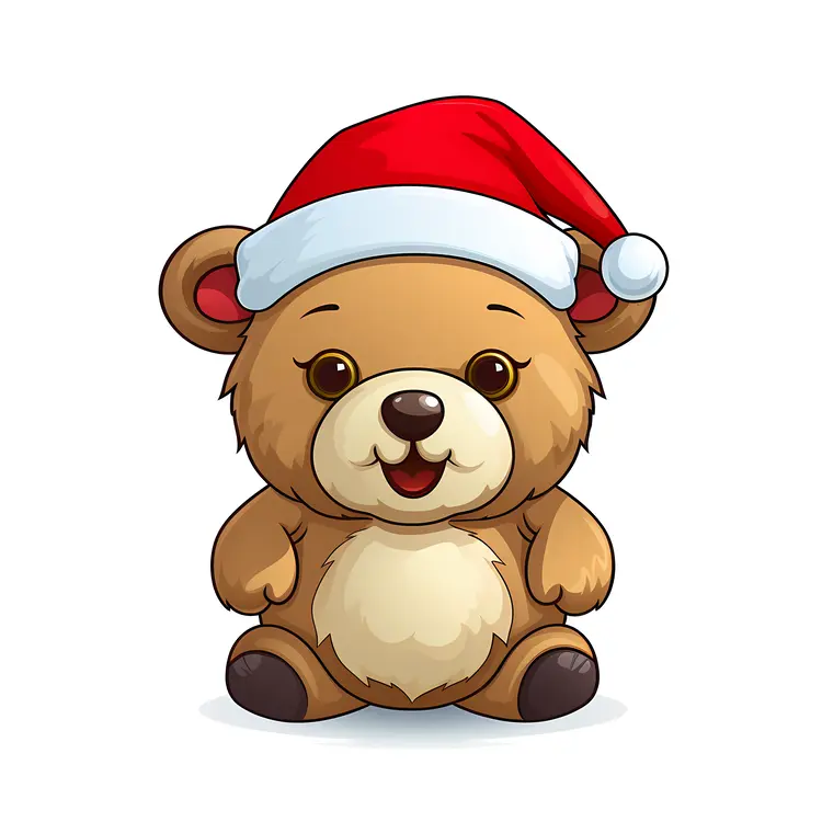 Cute Teddy Bear with Christmas Hat