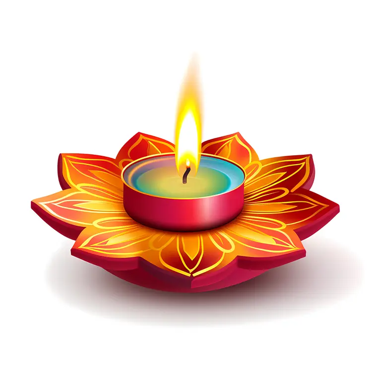 Beautiful Red Diya Lamp for Diwali Celebration