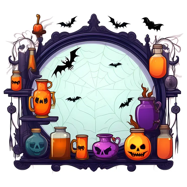 Potion Bottles and Bats Frame