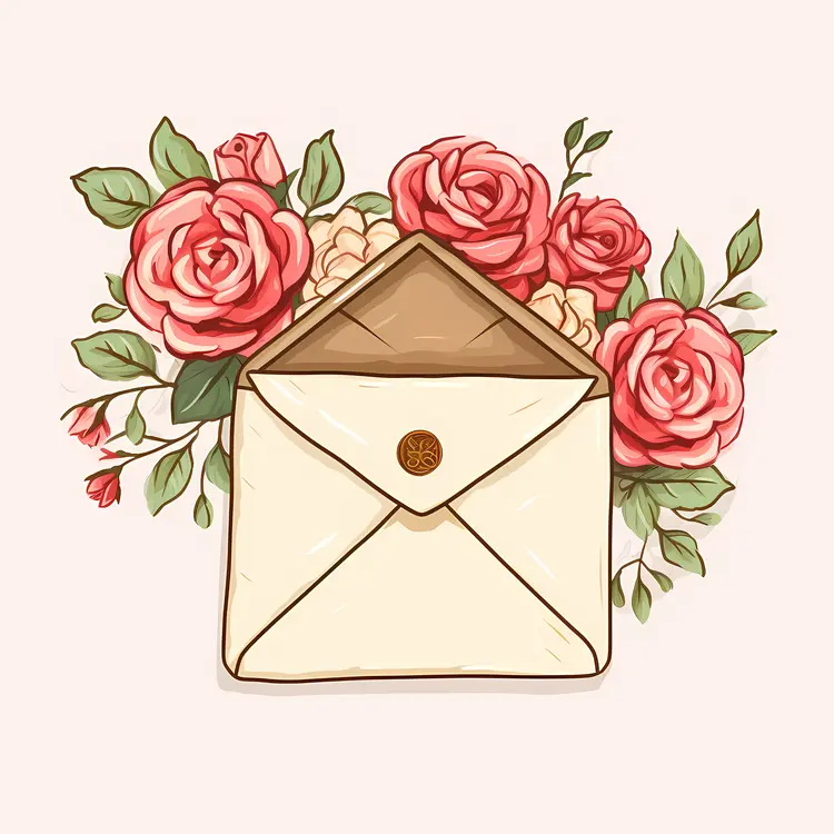 Romantic Envelope with Roses