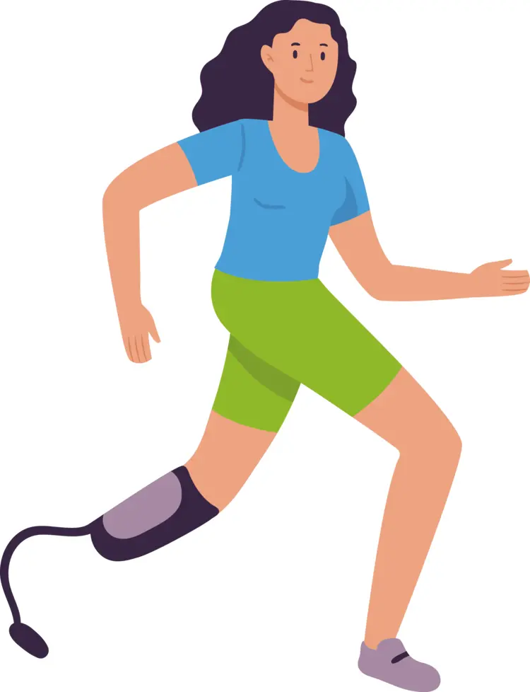 Running Woman with Prosthetic Leg