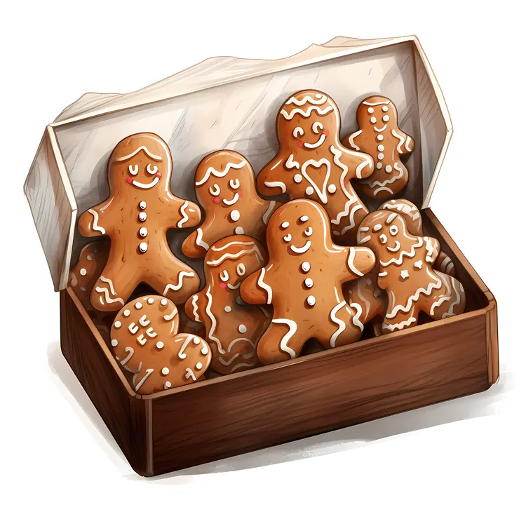 Gingerbread Cookies in Wooden Box