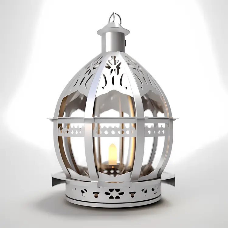 White Ornate Lantern with Candle