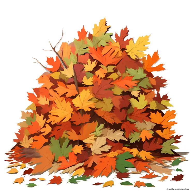 Colorful Pile of Autumn Leaves