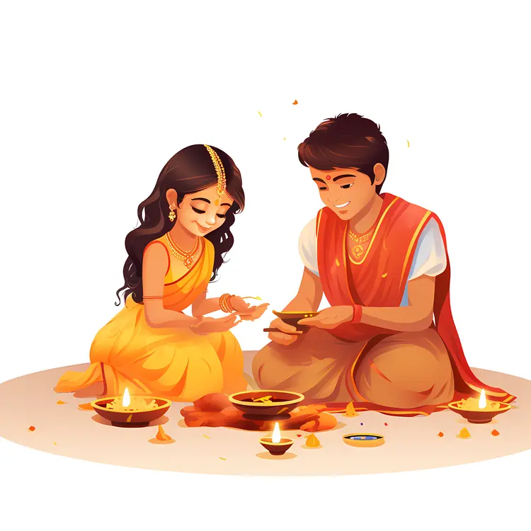 Traditional Indian Couple Celebrating Diwali