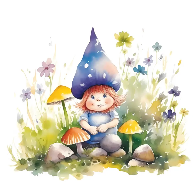 Cute Gnome in a Whimsical Garden
