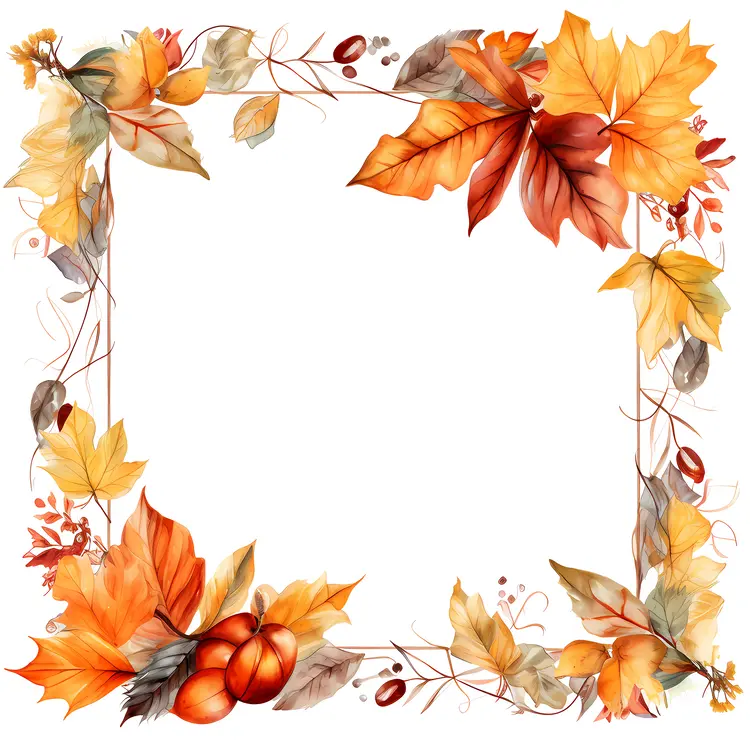 Autumn Leaves and Pumpkins Frame