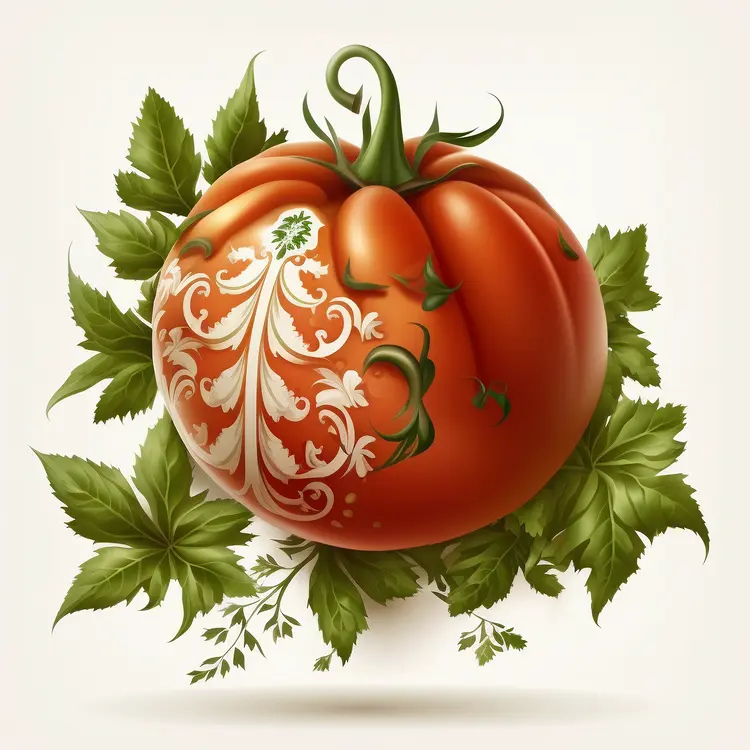 Decorative Tomato with Leaves