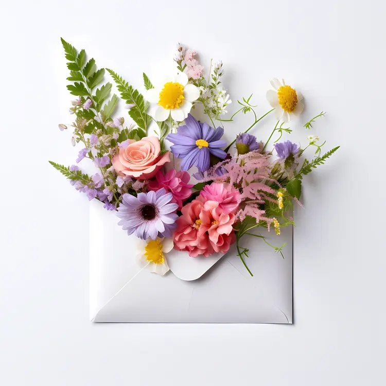 Mixed Flowers in Envelope Illustration